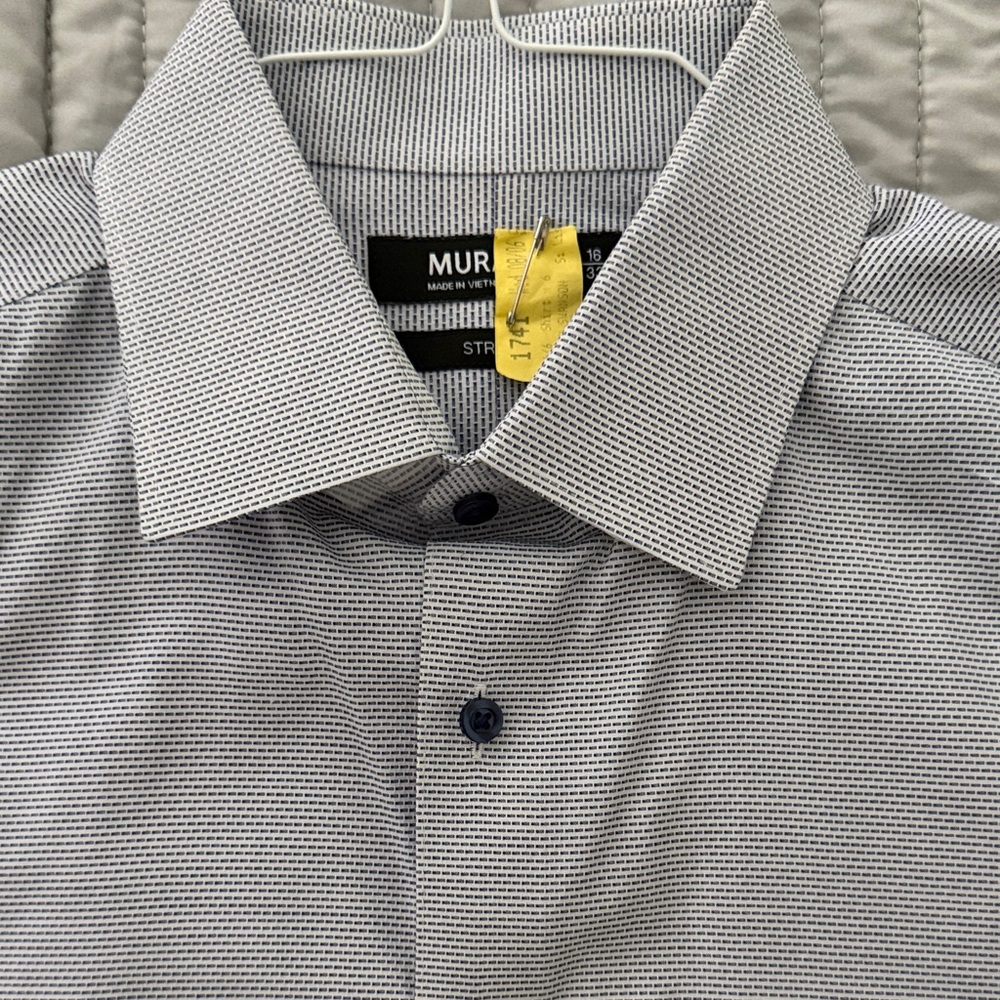 Murano - Men's blue/white Stretch Patterned Dress Shirt- 16/33